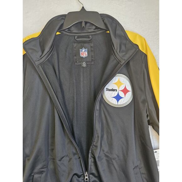 NFL Team Apparel‎ Pittsburgh Steelers Warm Up Jacket Mens Sz L Black Full Zip - Picture 11 of 16